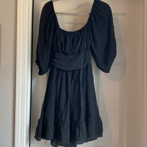 Dokotoo  Dress Square Neck Tie Back Lantern Sleeve Ruffle A-Line Casual Dress